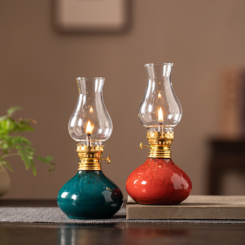 Vintage Lighting Decor - Lâmpada de Óleo Cerâmica Vintage em