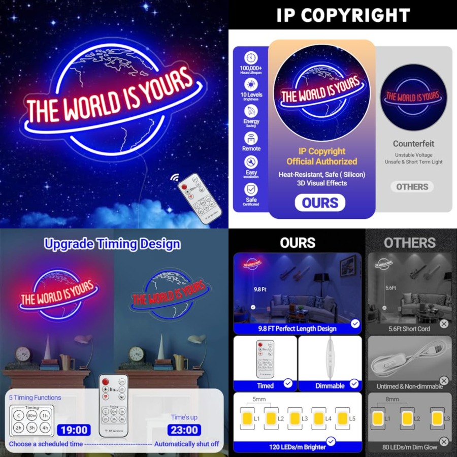 Lighting World Decor - Letreiro Neon 'O Mundo é Teu',