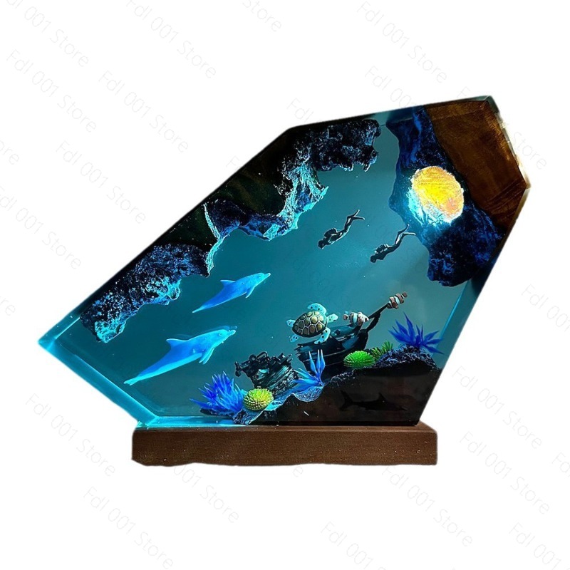 Lighting World Decor - Luminária Noturna de Resina com Golfinho