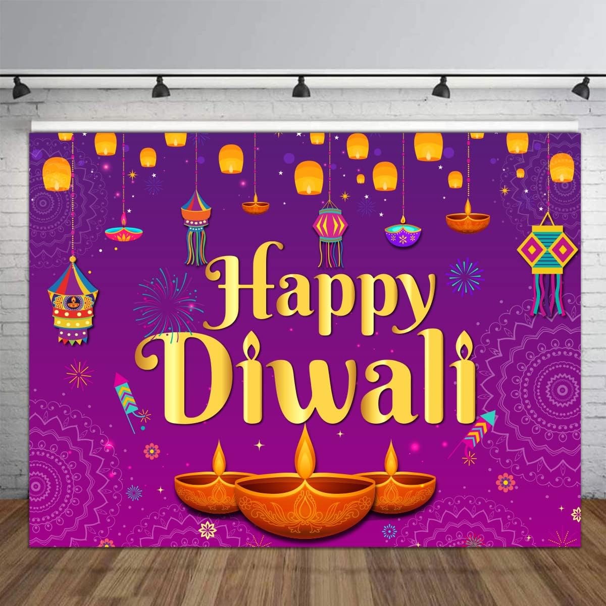 Decor Lighting India - Feliz diwali pano de fundo 5x7ft