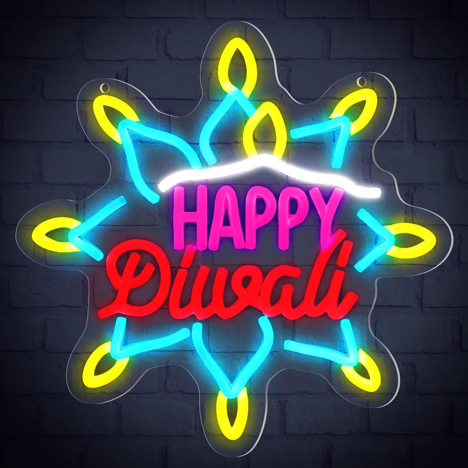 Decor Lighting India - Letreiro Neon LED Feliz Diwali com