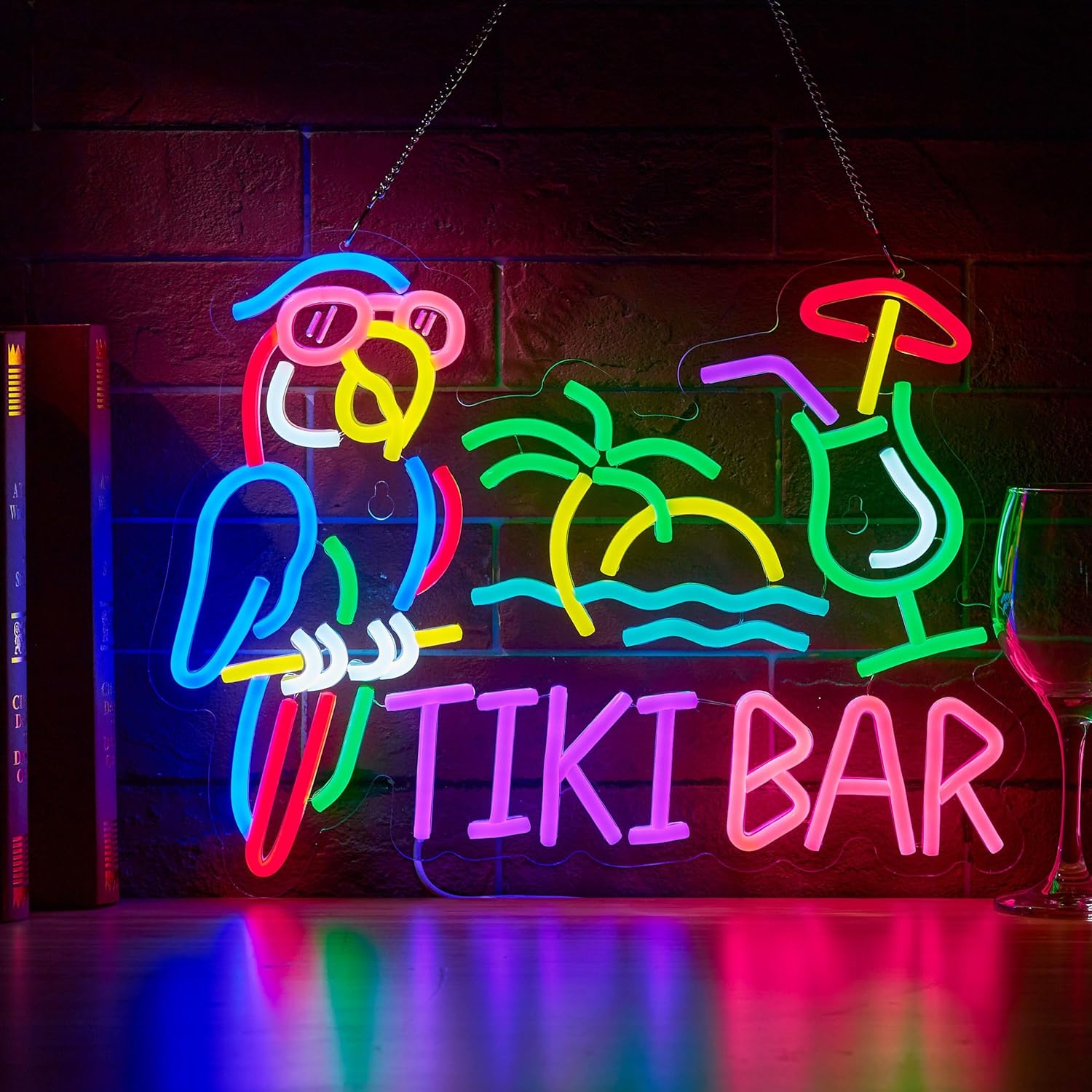 Letreiro Neon Tiki Bar Papagai - Lighting Tree Decor avaliação e preço