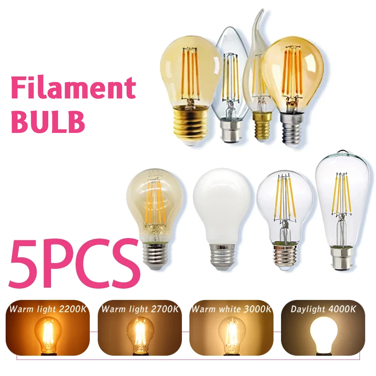 5PCS Lâmpada Incandescente Ret - Vintage Lighting Decor avaliação e preço