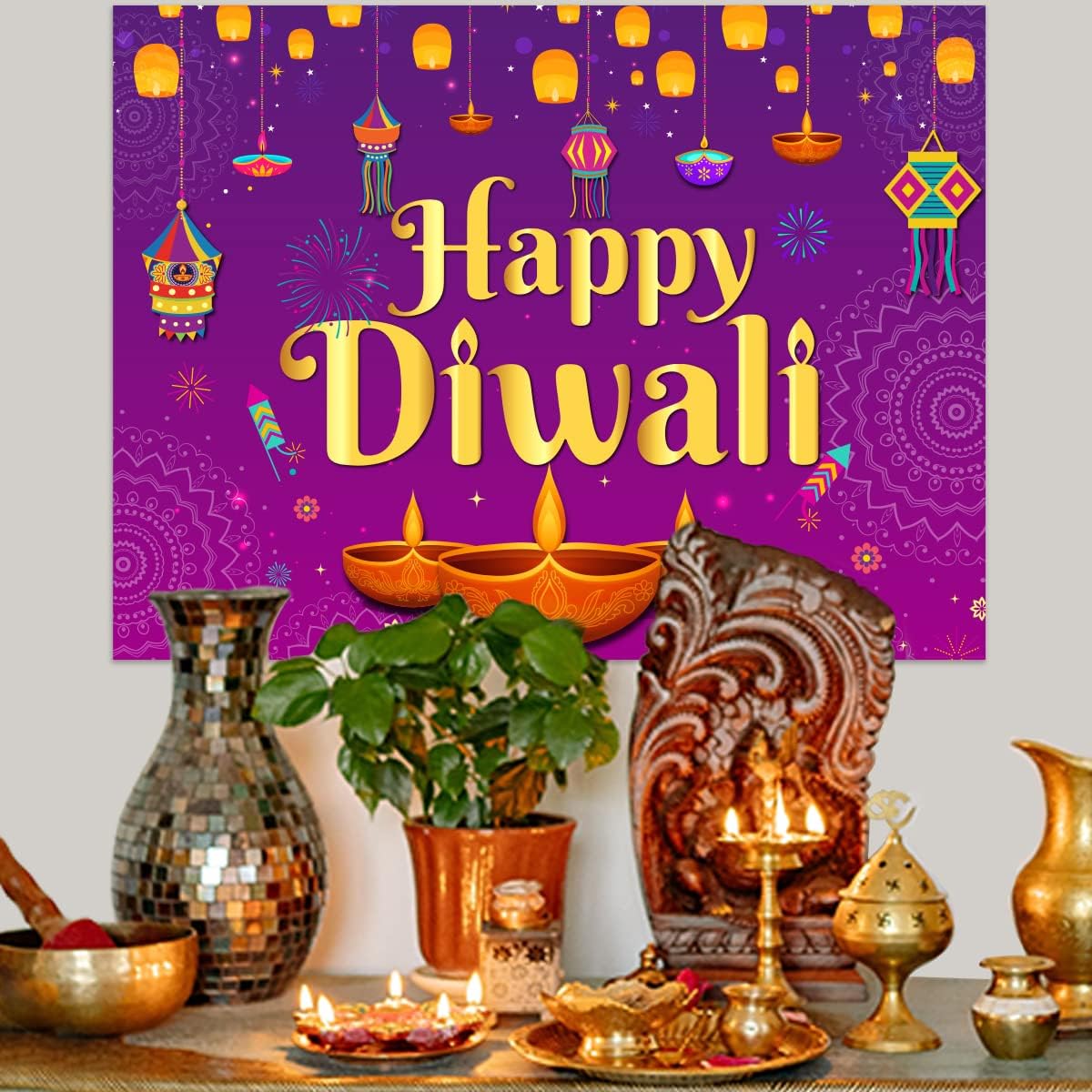 Feliz diwali pano de fundo 5x7 - Decor Lighting India avaliação e preço