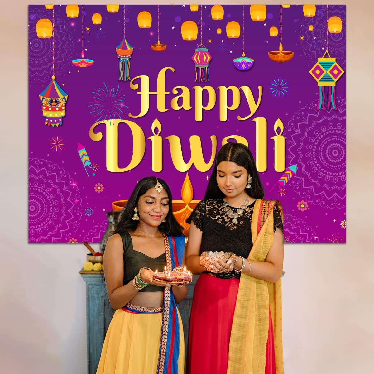 Feliz diwali pano de fundo 5x7 - Decor Lighting India avaliação e preço