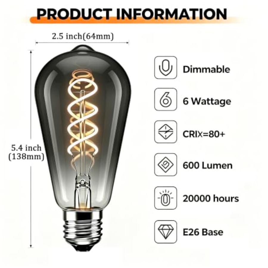 Pacote com 4 Lâmpadas LED Edis - Vintage Lighting Decor avaliação e preço