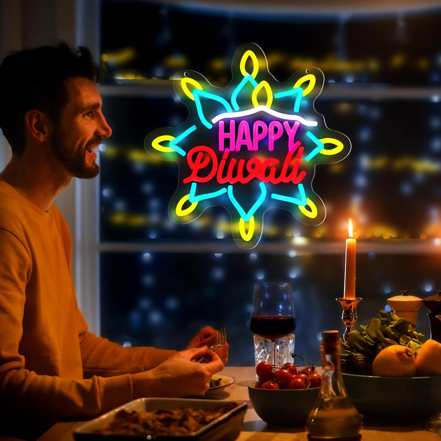 Letreiro Neon LED Feliz Diwali - Decor Lighting India avaliação e preço